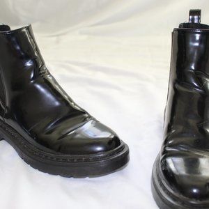 Black Patent Leather Ankle Boots